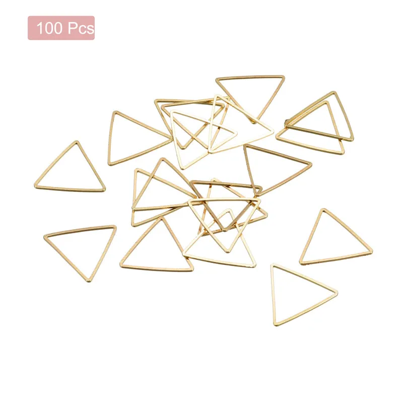 Triangle Earring Beading Hoop Hollow Frame Charm 24mm/ 0.94" Brass Tone, 100pcs