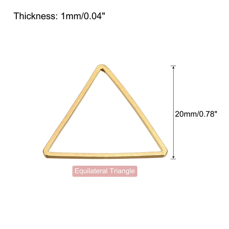 Triangle Earring Beading Hoop Hollow Frame Charm 20mm/ 0.78" Brass Tone, 100pcs