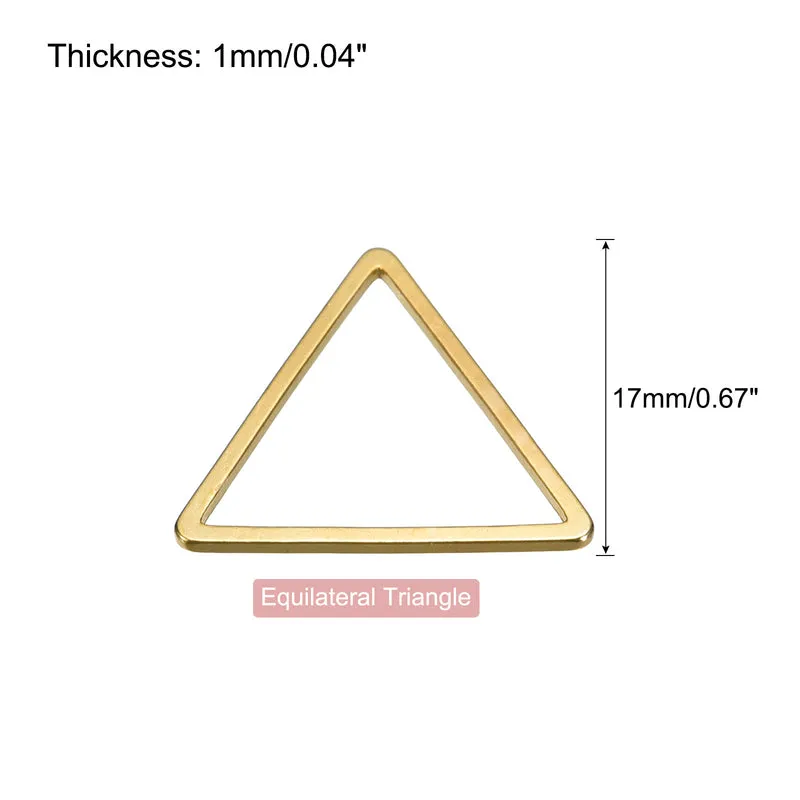 Triangle Earring Beading Hoop Hollow Frame Charm 17mm/ 0.67" Brass Tone, 100pcs