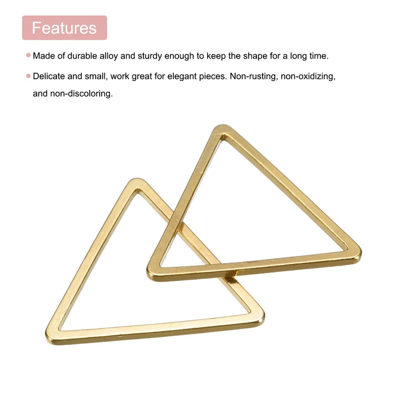Triangle Earring Beading Hoop Hollow Frame Charm 17mm/ 0.67" Brass Tone, 100pcs