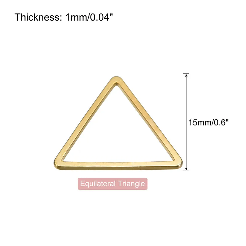 Triangle Earring Beading Hoop Hollow Frame Charm 15mm/ 0.6" Brass Tone, 100pcs