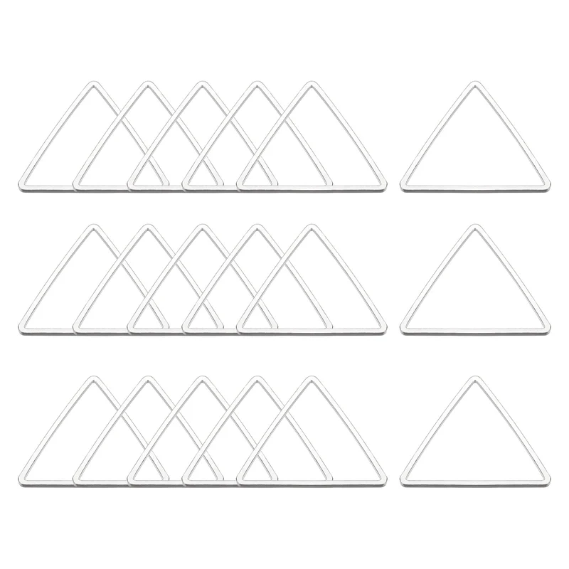 Triangle Earring Beading Hoop Hollow Frame Charm 24mm/ 0.94" Silver Tone, 100pcs