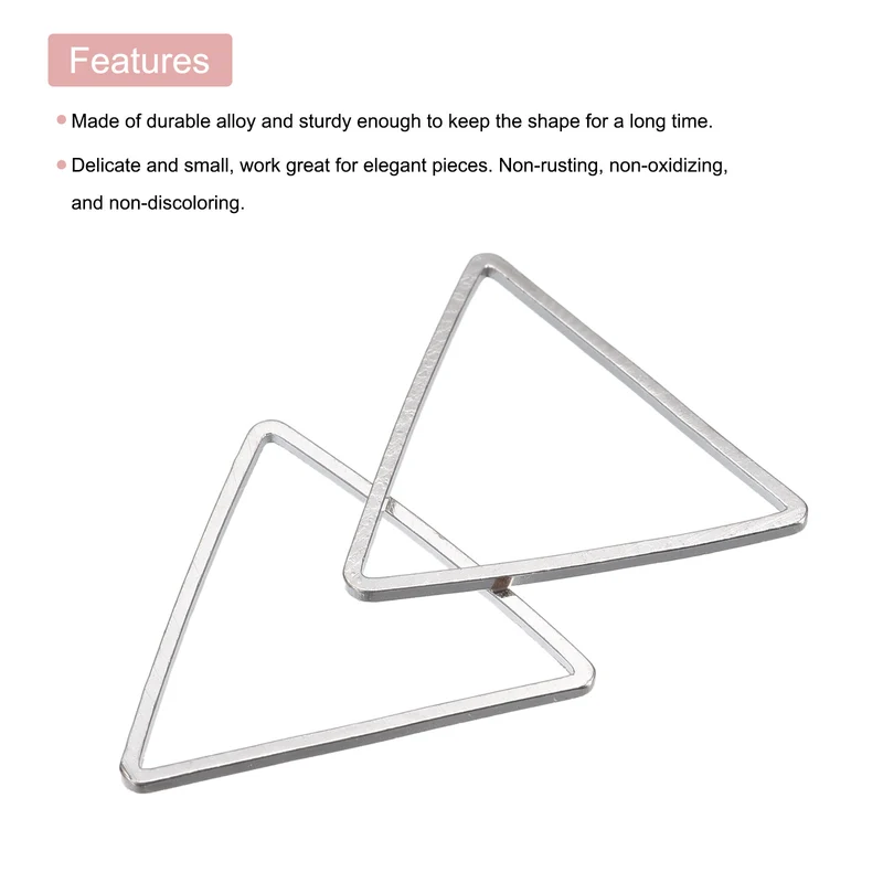 Triangle Earring Beading Hoop Hollow Frame Charm 20mm/ 0.78" Silver Tone, 100pcs