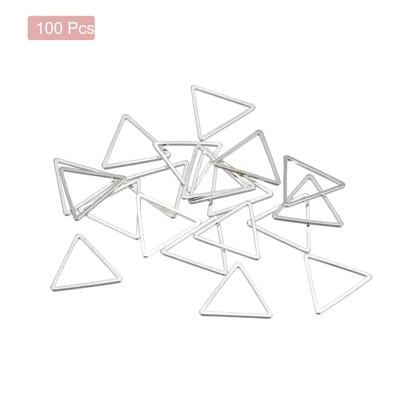 Triangle Earring Beading Hoop Hollow Frame Charm 15mm/ 0.6" Silver Tone, 100pcs