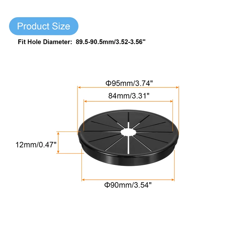Snap Bushing Grommet, 3.54"(90mm) Mount Dia, 1Pcs Nylon Bushing Grommet, Black