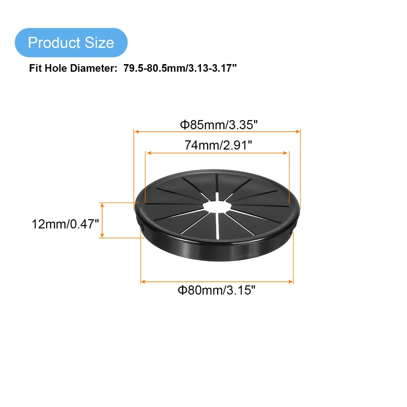 Snap Bushing Grommet, 3.15"(80mm) Mount Dia, 3Pcs Nylon Bushing Grommet, Black