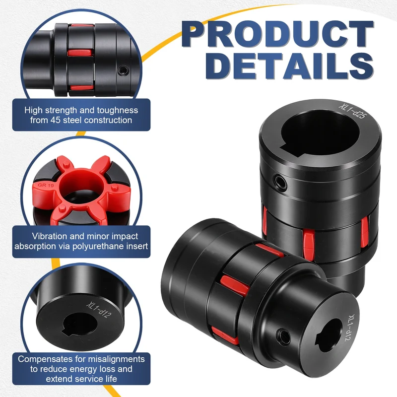 XL1 Type Flexible Elastic Shaft Coupling Bore 12-25mm D40 45 Steel Coupler