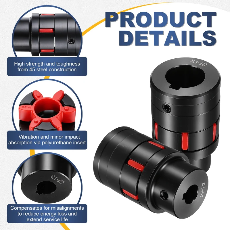XL1 Type Flexible Elastic Shaft Coupling Bore 12-22mm D40 45 Steel Coupler