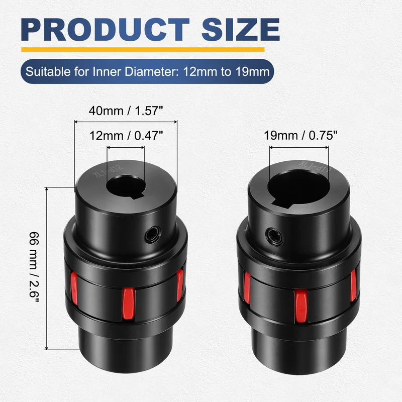 XL1 Type Flexible Elastic Shaft Coupling Bore 12-19mm D40 45 Steel Coupler