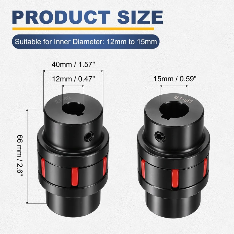 XL1 Type Flexible Elastic Shaft Coupling Bore 12-15mm D40 45 Steel Coupler