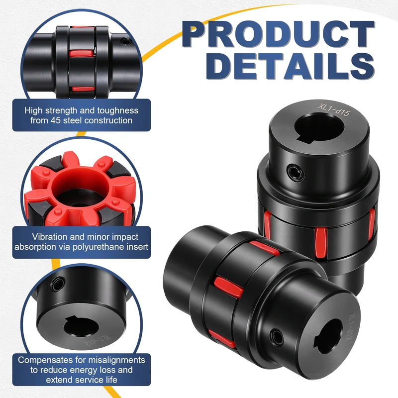 XL1 Type Flexible Elastic Shaft Coupling Bore 12-15mm D40 45 Steel Coupler
