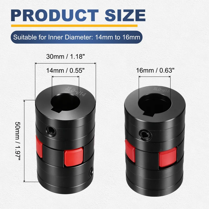 XL0 Type Flexible Elastic Shaft Coupling Bore 14-16mm D30 45 Steel Coupler