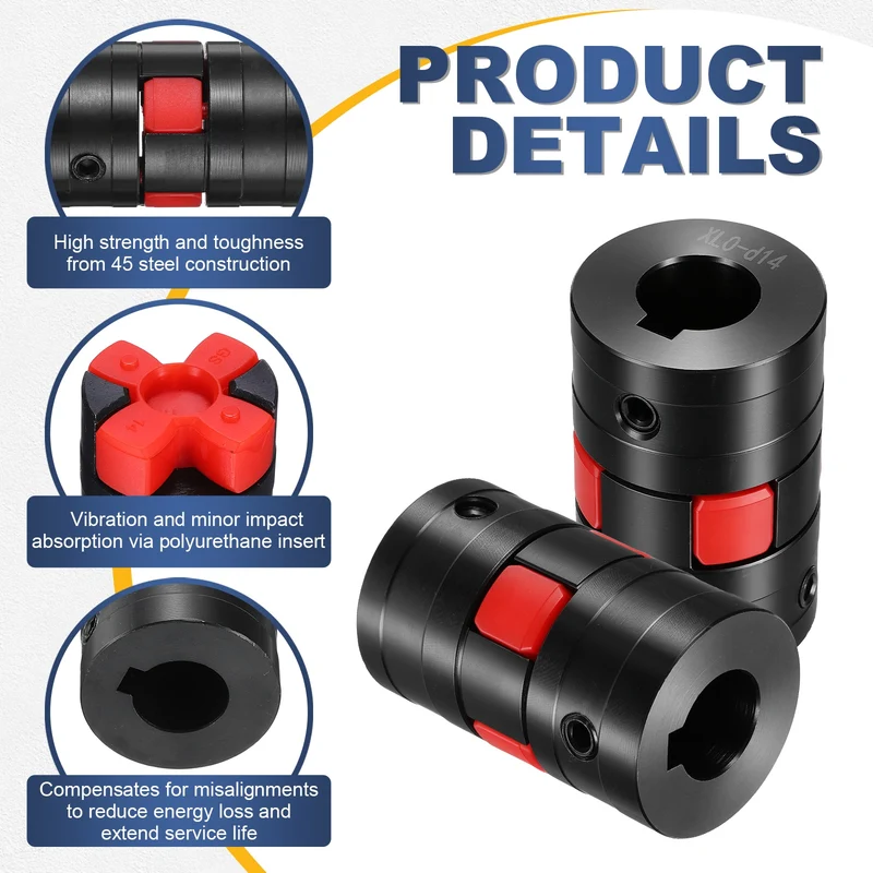 XL0 Type Flexible Elastic Shaft Coupling Bore 14-14mm D30 45 Steel Coupler