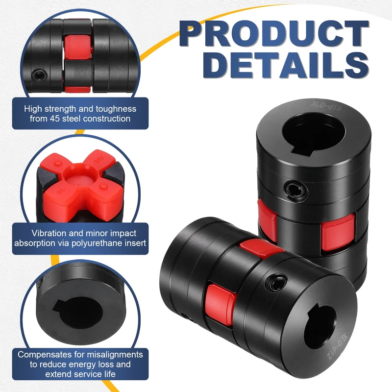 XL0 Type Flexible Elastic Shaft Coupling Bore 12-16mm D30 45 Steel Coupler