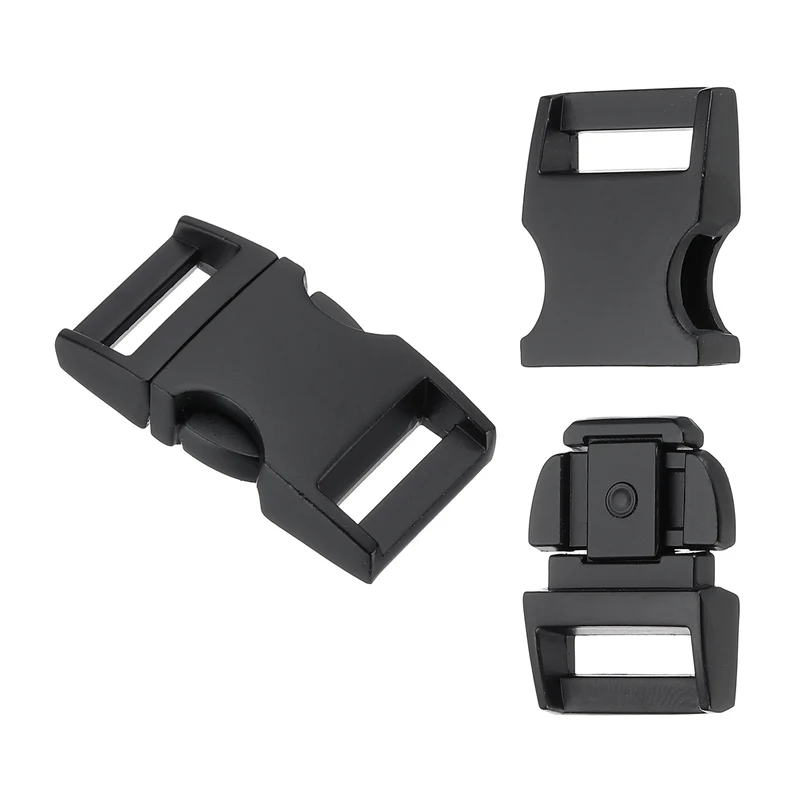 2Pcs 9/16" Quick Side Release Buckle Metal Buckles Replacement Clips Black