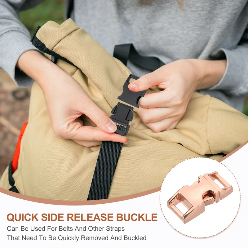 4Pcs 10mm Quick Side Release Buckle Metal Buckles Replacement Clips Rose Gold