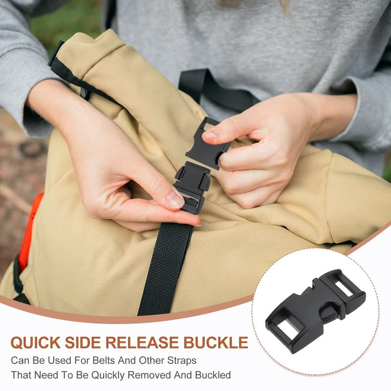 4Pcs 10mm Quick Side Release Buckle Metal Buckles Replacement Clips Black