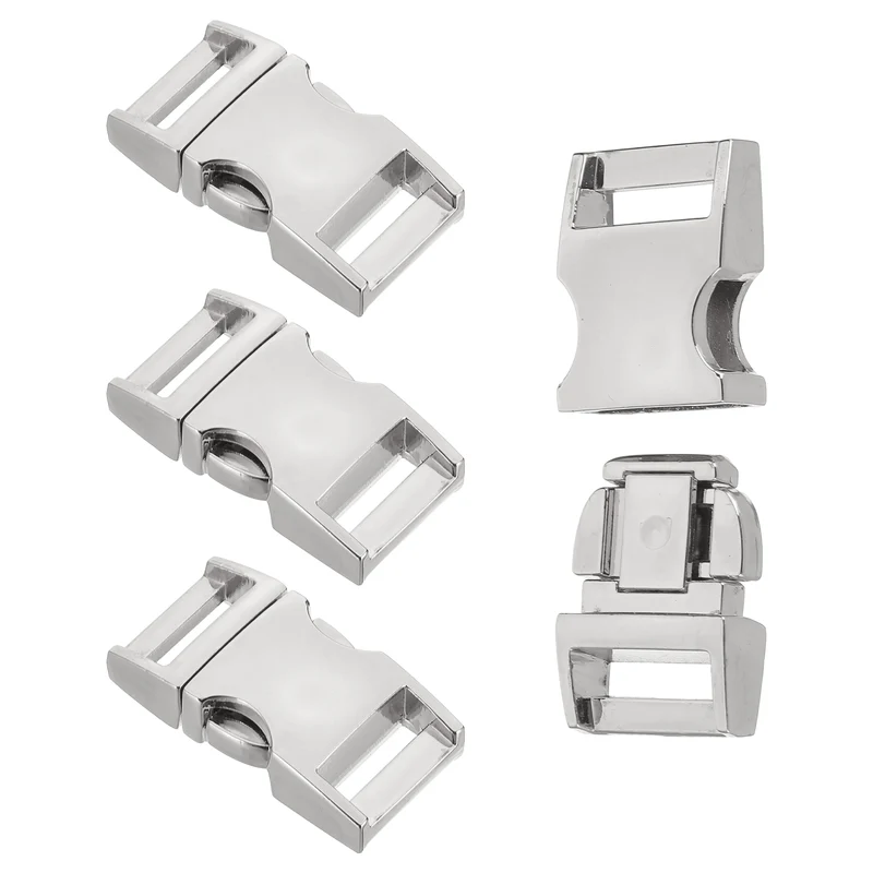 4Pcs 15mm Quick Side Release Buckle Metal Buckles Replacement Clips Silver