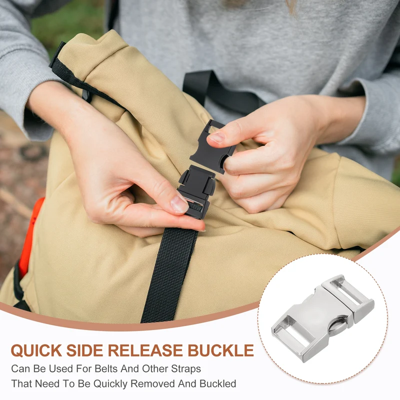 4Pcs 15mm Quick Side Release Buckle Metal Buckles Replacement Clips Silver
