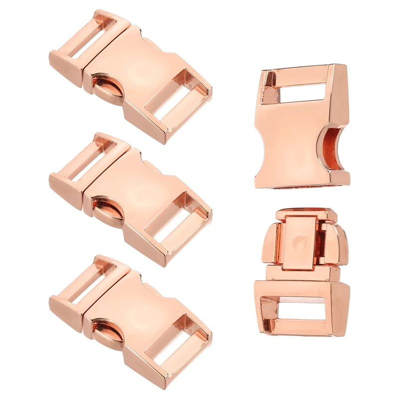 4Pcs 15mm Quick Side Release Buckle Metal Buckles Replacement Clips Rose Gold