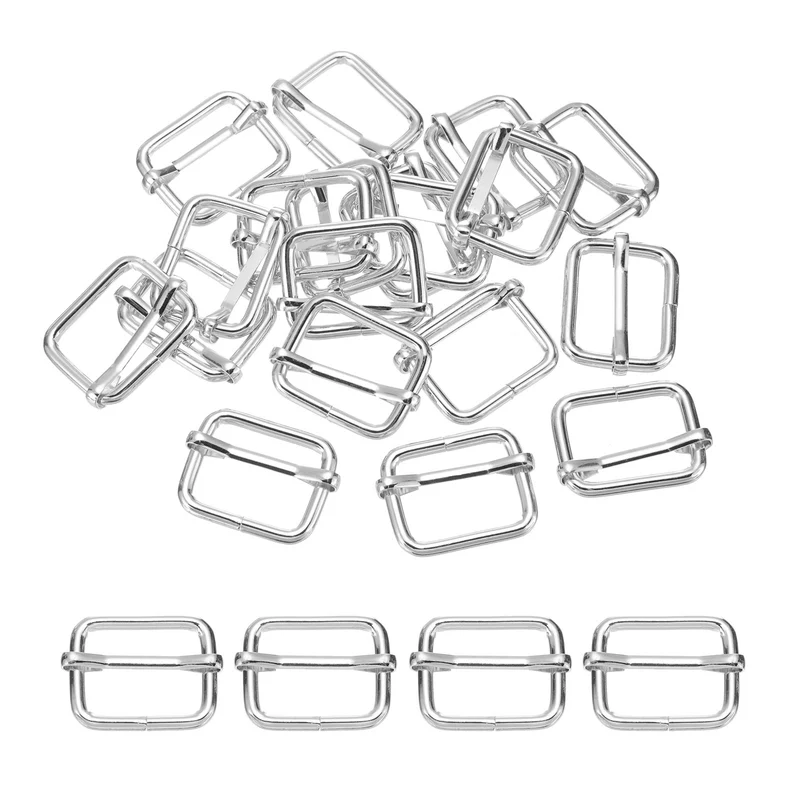 Metal Adjustable Slide Buckle 26mm 20Pcs Tri-Glide Suspender Strap Slider,Silver