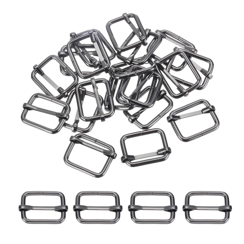 Metal Adjustable Slide Buckle 26mm 20Pcs Tri-Glide Suspender Strap Slider Black