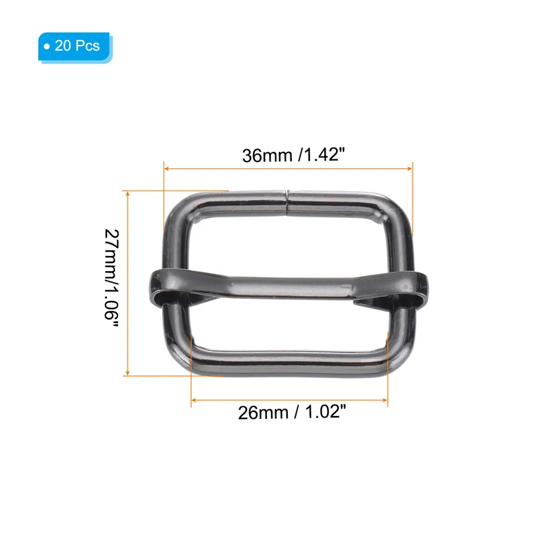 Metal Adjustable Slide Buckle 26mm 20Pcs Tri-Glide Suspender Strap Slider Black