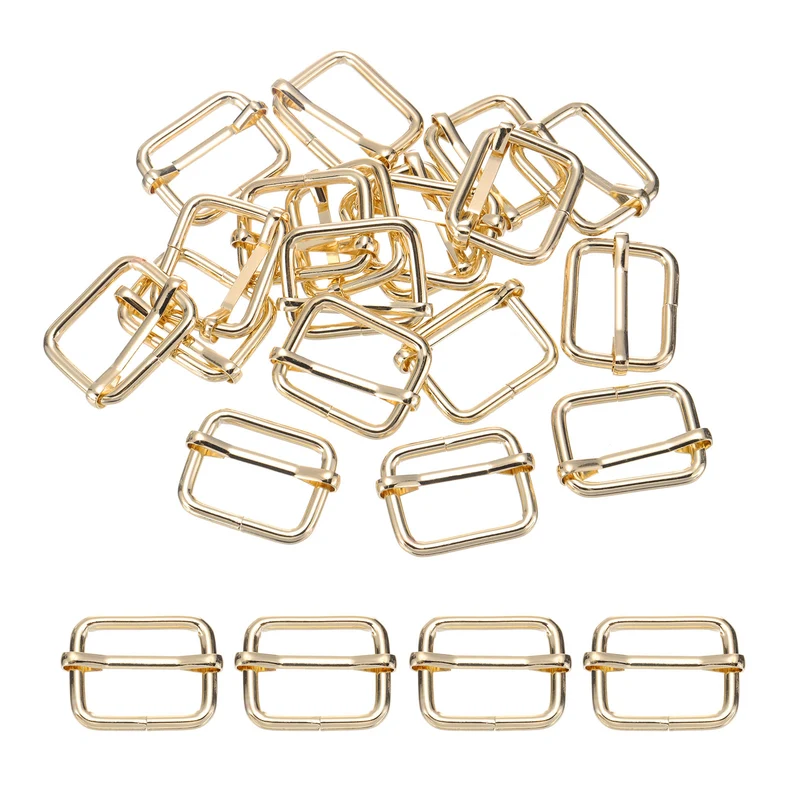 Metal Adjustable Slide Buckle 26mm 20Pcs Tri-Glide Suspender Strap Slider,Gold