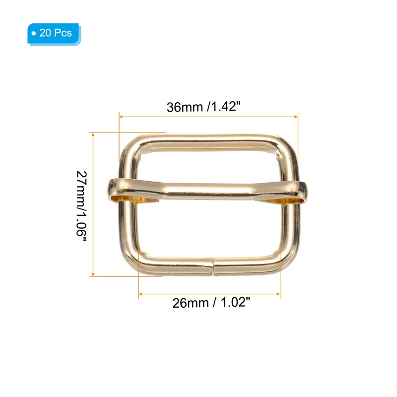 Metal Adjustable Slide Buckle 26mm 20Pcs Tri-Glide Suspender Strap Slider,Gold