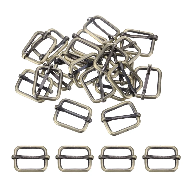 Metal Adjustable Slide Buckle 26mm 20Pcs Tri-Glide Suspender Strap Slider,Copper