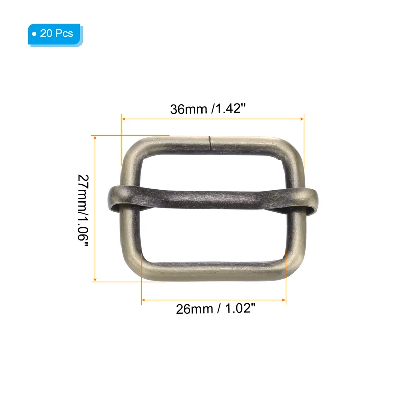 Metal Adjustable Slide Buckle 26mm 20Pcs Tri-Glide Suspender Strap Slider,Copper