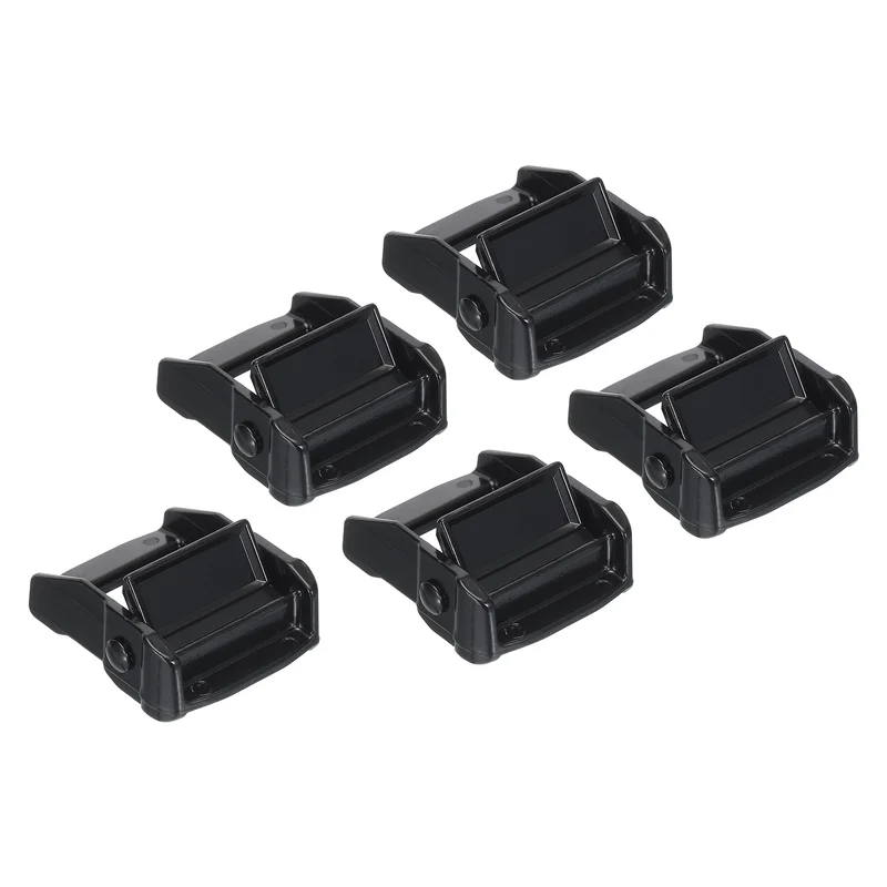 Cam Buckle, 5 Pack Metal Press Lock Fasteners 2.32" for 1.5" 38mm Tie Down Webbing Strap, Black