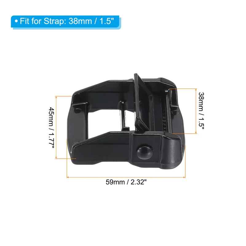 Cam Buckle, 5 Pack Metal Press Lock Fasteners 2.32" for 1.5" 38mm Tie Down Webbing Strap, Black