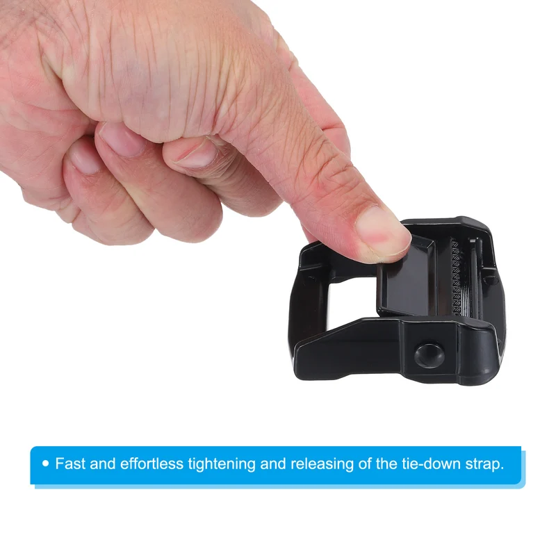 Cam Buckle, 5 Pack Metal Press Lock Fasteners 2.32" for 1.5" 38mm Tie Down Webbing Strap, Black