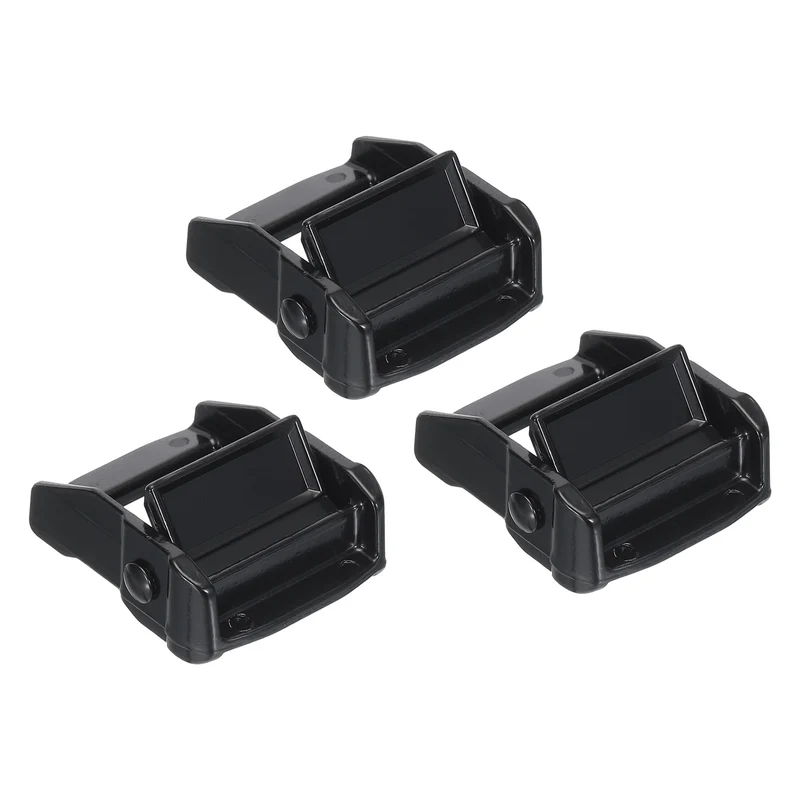 Cam Buckle, 3 Pack Metal Press Lock Fasteners 2.32" for 1.5" 38mm Tie Down Webbing Strap, Black