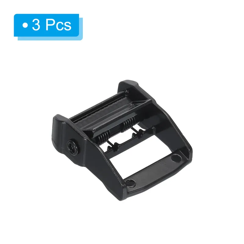 Cam Buckle Metal Press Lock Fastener 1.94" for 1-1/4" Tie Down Strap, Black 3pcs