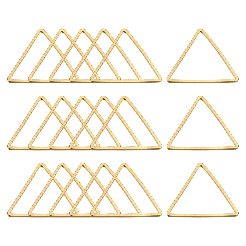 Triangle Earring Beading Hoop Hollow Frame Charm 24mm/ 0.94" Brass Tone, 50pcs