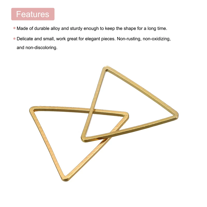 Triangle Earring Beading Hoop Hollow Frame Charm 20mm/ 0.78" Brass Tone, 50pcs
