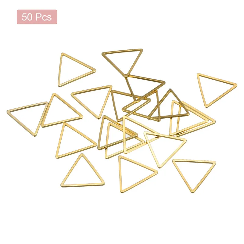 Triangle Earring Beading Hoop Hollow Frame Charm 17mm/ 0.67" Brass Tone, 50pcs