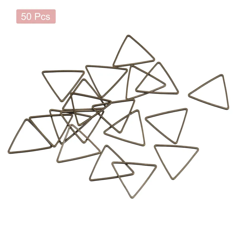 Triangle Earring Beading Hoop Hollow Frame Charm 24mm/ 0.94" Bronze, 50pcs