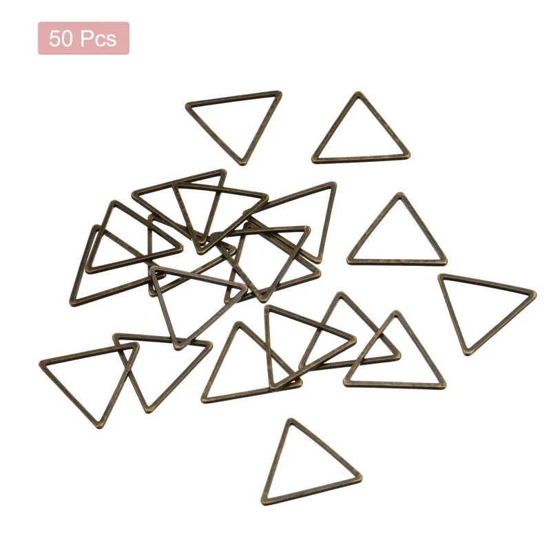 Triangle Earring Beading Hoop Hollow Frame Charm 15mm/ 0.6" Bronze, 50pcs