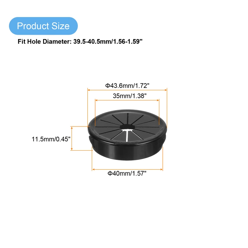 Snap Bushing Grommet, 1.57"(40mm) Mount Dia, 12Pcs Nylon Bushing Grommet, Black
