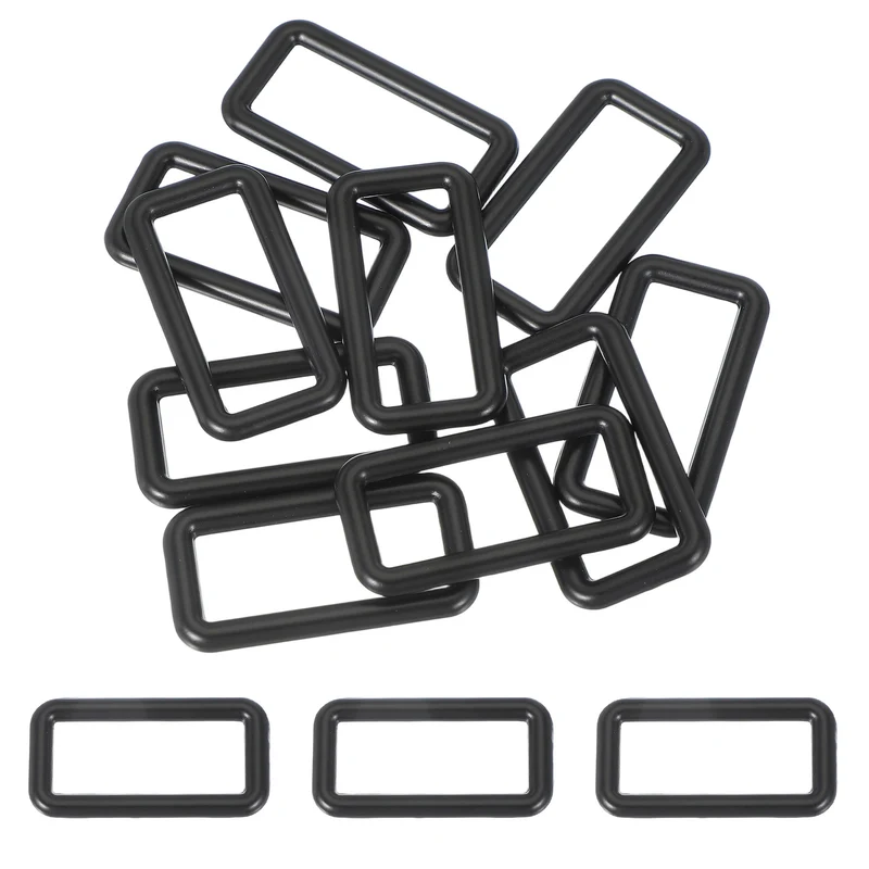 10 Pcs Metal Rectangle Rings Buckle, 38mm Slider Strap Fastener, Black