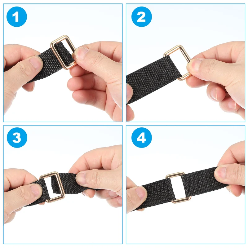 10 Pcs Metal Rectangle Rings Buckle, 38mm Slider Strap Fastener, Black