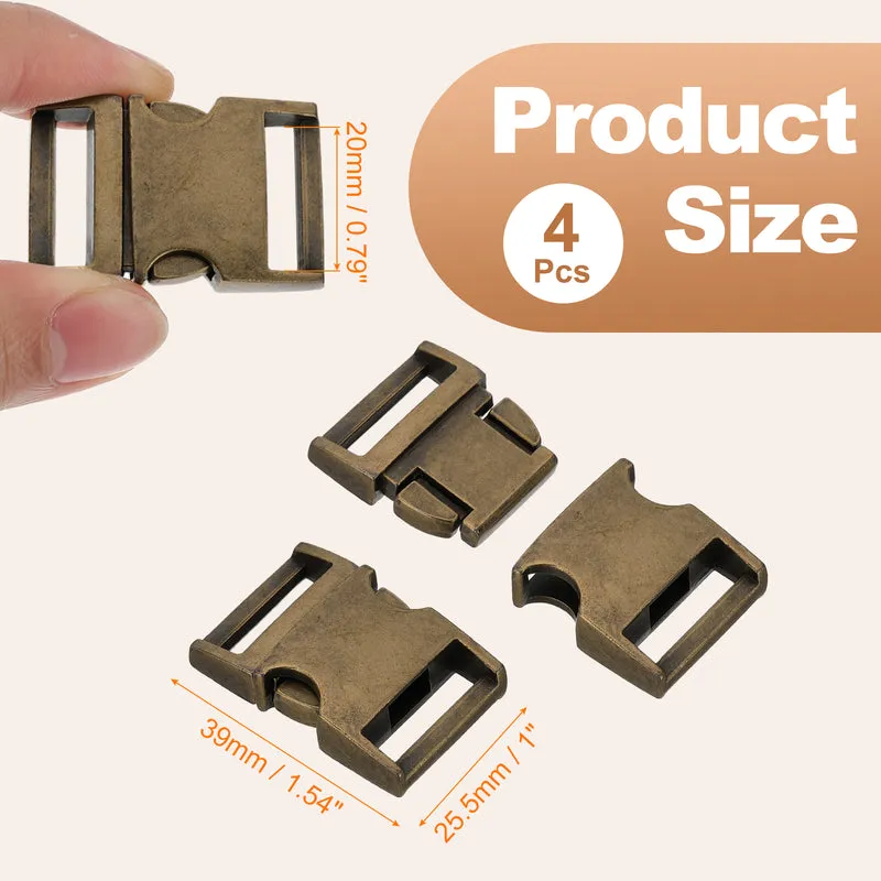 4Pcs 20mm Quick Side Release Buckle Metal Buckles Replacement Clips Bronze