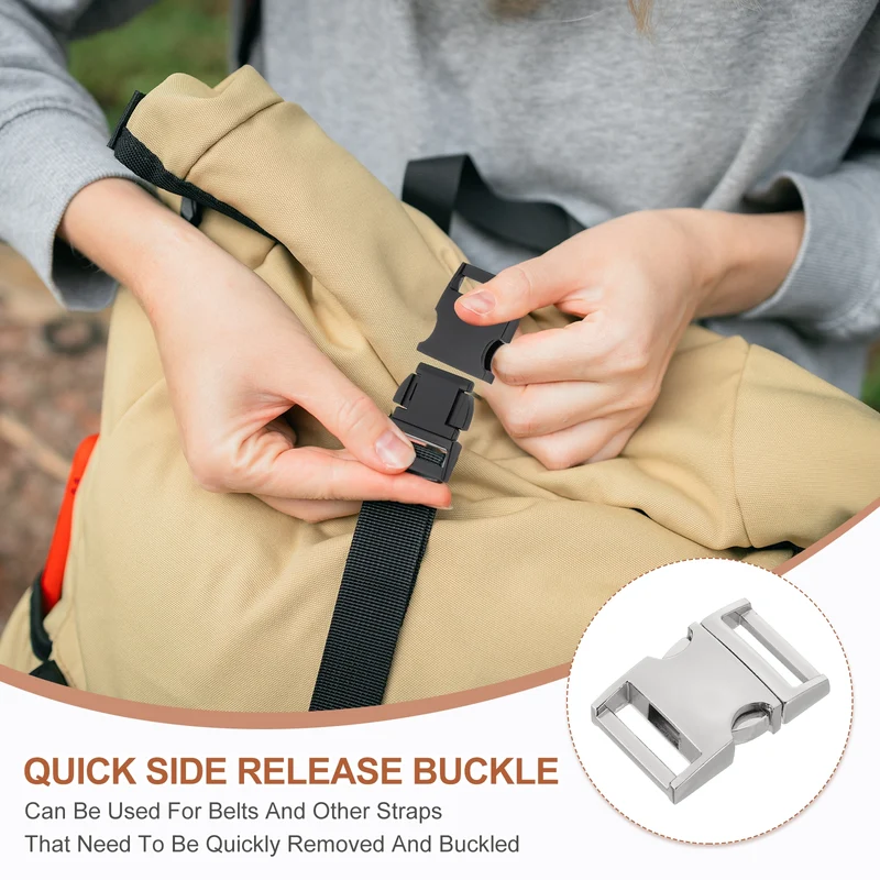 4Pcs 20mm Quick Side Release Buckle Metal Buckles Replacement Clips Silver