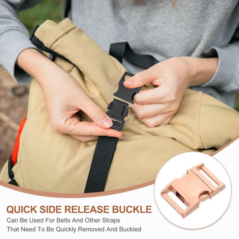 4Pcs 20mm Quick Side Release Buckle Metal Buckles Replacement Clips Rose Gold