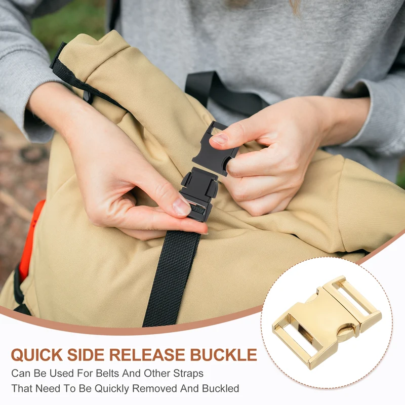 4Pcs 20mm Quick Side Release Buckle Metal Buckles Replacement Clips Gold