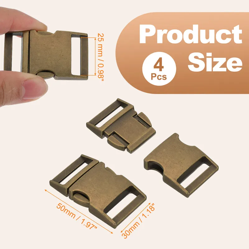4Pcs 25mm Quick Side Release Buckle Metal Buckles Replacement Clips Bronze