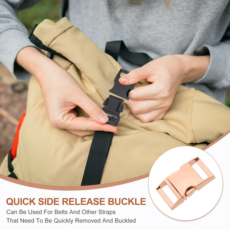 4Pcs 25mm Quick Side Release Buckle Metal Buckles Replacement Clips Rose Gold
